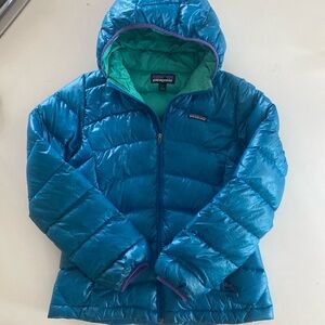 Kids Blue and Green Patagonia Puffer Jacket